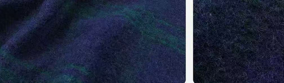 en-enヨーロッパ生地ウール８０%・モヘア調ドルマン袖コート・紺×グリーン格子 7枚目の画像