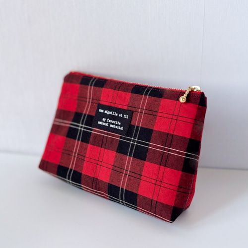 赤黒タータチェックのミニトートバッグ トートバッグ Azu 通販