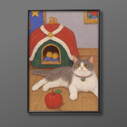 絵画 。壁掛け絵☆【そよ風が吹いてきて、窓の前の花がきれいでグラス