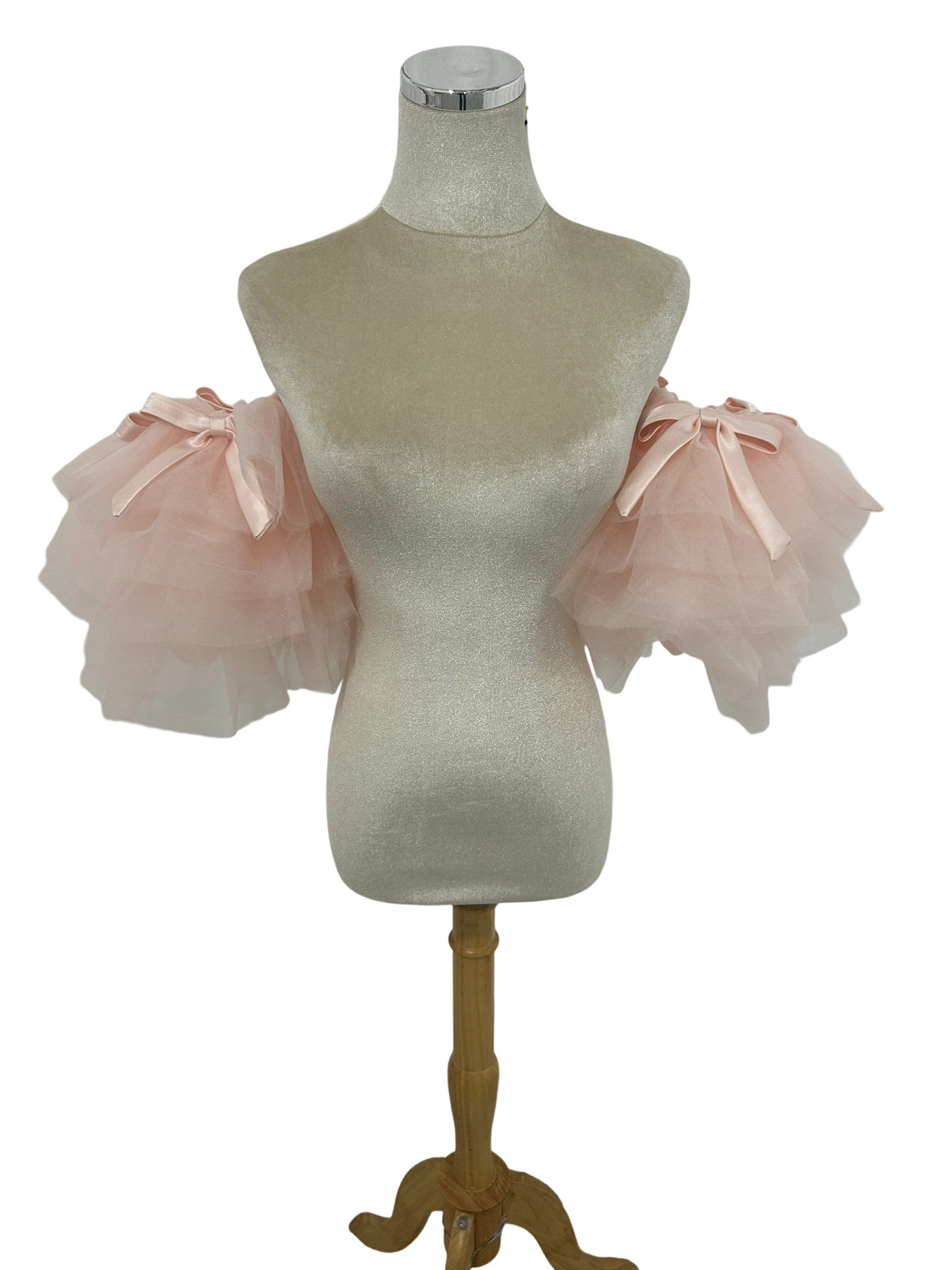 パフスリーブ フリル袖 姫袖  リボン プリンセスライン ピンク カラードレス 花嫁/ウェディングドレス