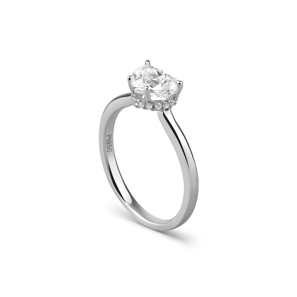 首飾り付き1ctハートリング R145H25925-W（4週間発送） 3枚目の画像