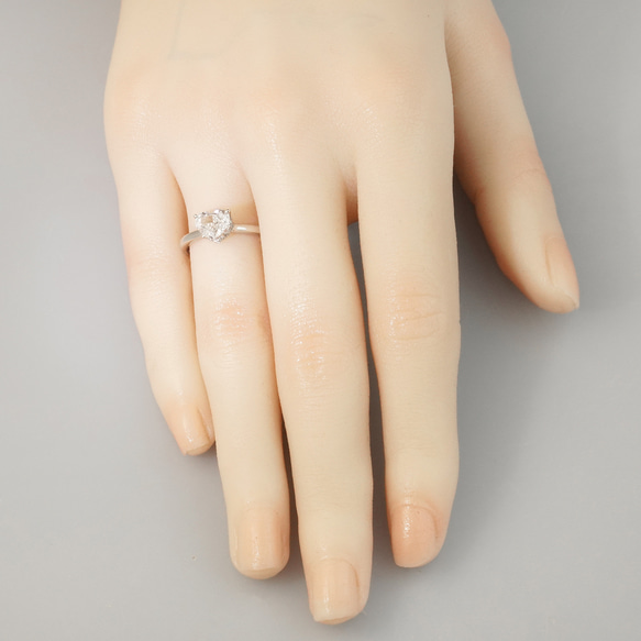 首飾り付き1ctハートリング R145H25925-W（4週間発送） 6枚目の画像