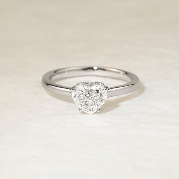首飾り付き1ctハートリング R145H25925-W（4週間発送） 7枚目の画像