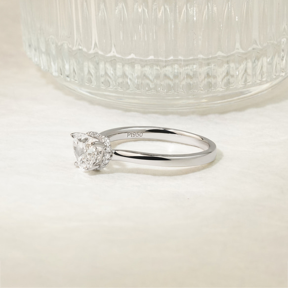 首飾り付き1ctハートリング R145H25925-W（4週間発送） 8枚目の画像