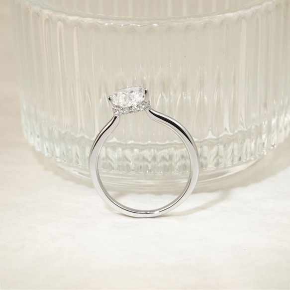 首飾り付き1ctハートリング R145H25925-W（4週間発送） 9枚目の画像