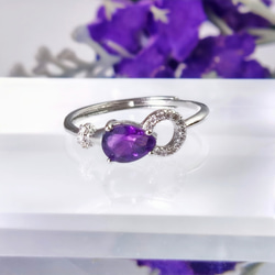 天然アメジスト「マーキスカット」煌めき　繊細リング☆つけっぱなし♪数限定 3枚目の画像