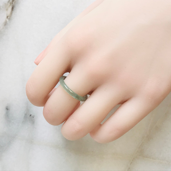 [R28-041］ ジェイド　JADE ヒスイ　本翡翠　くりぬき　リング　天然石　一点物　グアテマラ産　16号　指輪 7枚目の画像