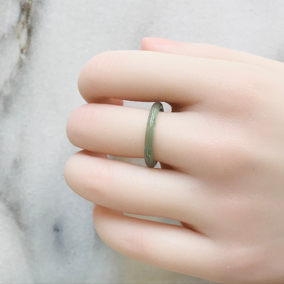 [R28-041］ ジェイド　JADE ヒスイ　本翡翠　くりぬき　リング　天然石　一点物　グアテマラ産　16号　指輪 8枚目の画像