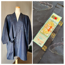 結城紬 作務衣 手織り結城紬 未使用反物仕立 登録商標付 着物 yuki