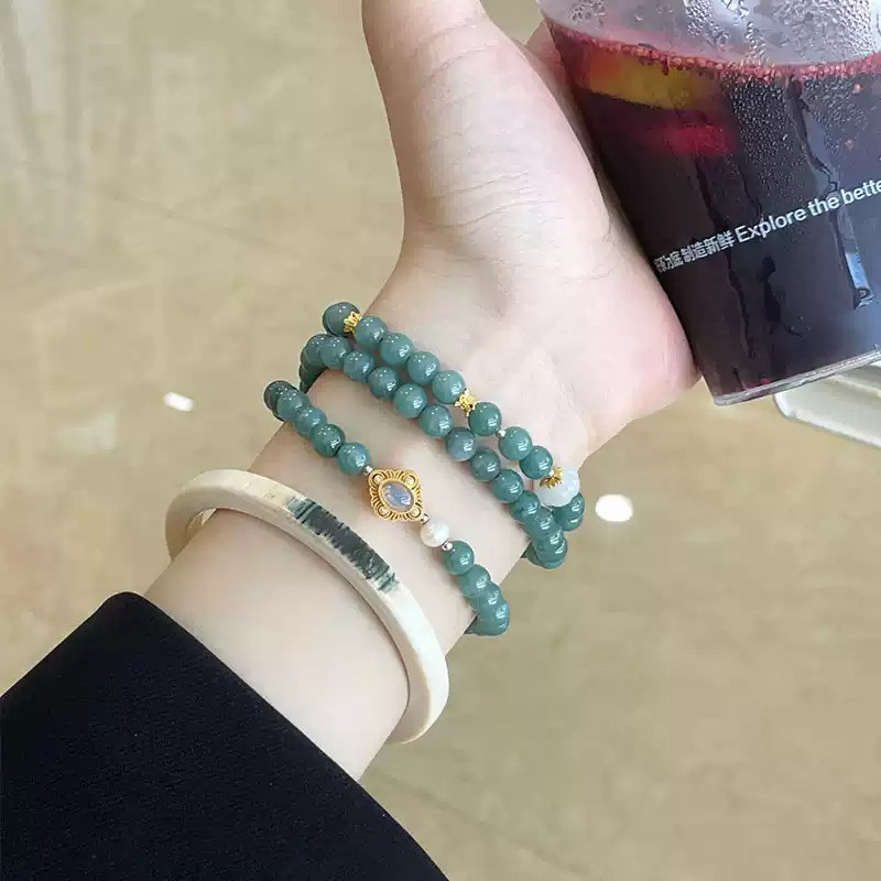 ✼• Elegant •✼  天然グレードAデンマーク産ブルージェダイト　セーターチェーン　ブレスレット 8,573円