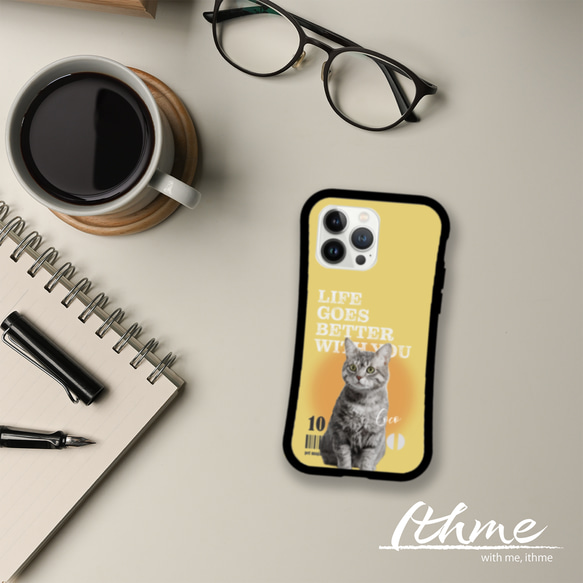 強化ガラス＆グリップ / うちの子 写真 雑誌風 スマホケース / d&c_magazine ★ 名入れ可【犬 猫】 11枚目の画像