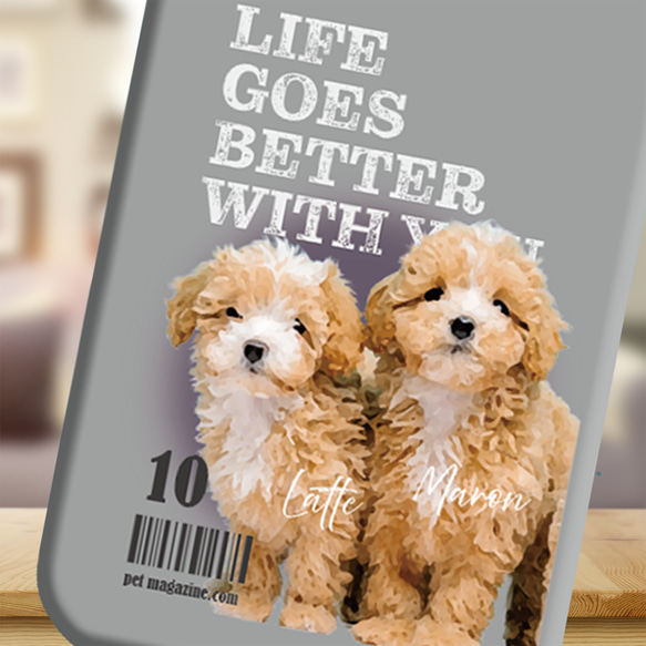 強化ガラス＆グリップ / うちの子 写真 雑誌風 スマホケース / d&c_magazine ★ 名入れ可【犬 猫】 3枚目の画像