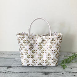 minazz　　プラカゴ minazz プラカゴ ➖即納可能➖プラかごバッグ☆グレーxホワイト レース