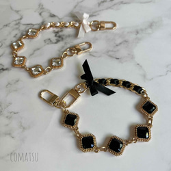 キラキラcharmmyりぼん ハンドストラップ 落下防止スマホストラップ 手首 リストストラップ 2枚目の画像