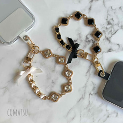 キラキラcharmmyりぼん ハンドストラップ 落下防止スマホストラップ 手首 リストストラップ 9枚目の画像