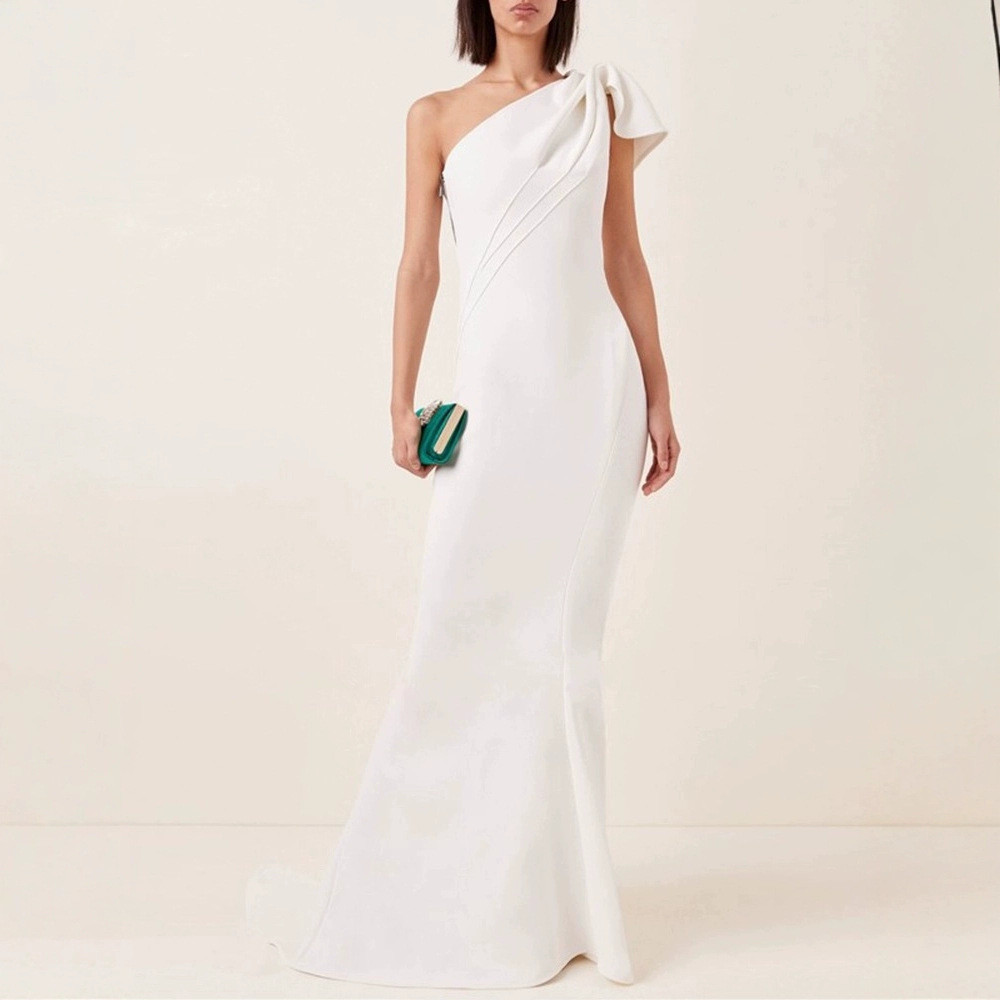 ノースリーブ 白 黒 ネイビー シンプル ウェディングドレス 韓国風 演奏会 二次会 前撮り JSXA745