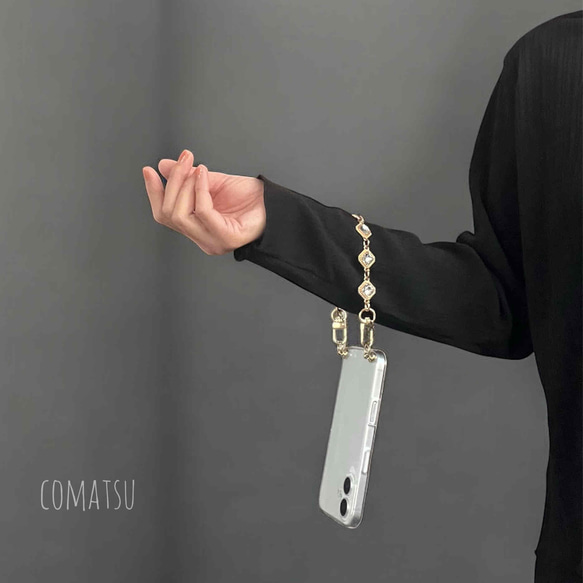 ≪全機種対応≫キラキラcharmmyりぼん ハンドストラップ付きスマホケース 落下防止スマホストラップ付きスマホカバー 12枚目の画像