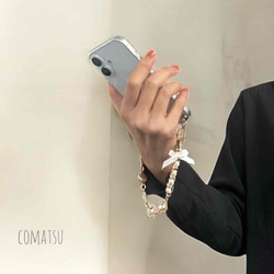 ≪全機種対応≫キラキラcharmmyりぼん ハンドストラップ付きスマホケース 落下防止スマホストラップ付きスマホカバー 11枚目の画像