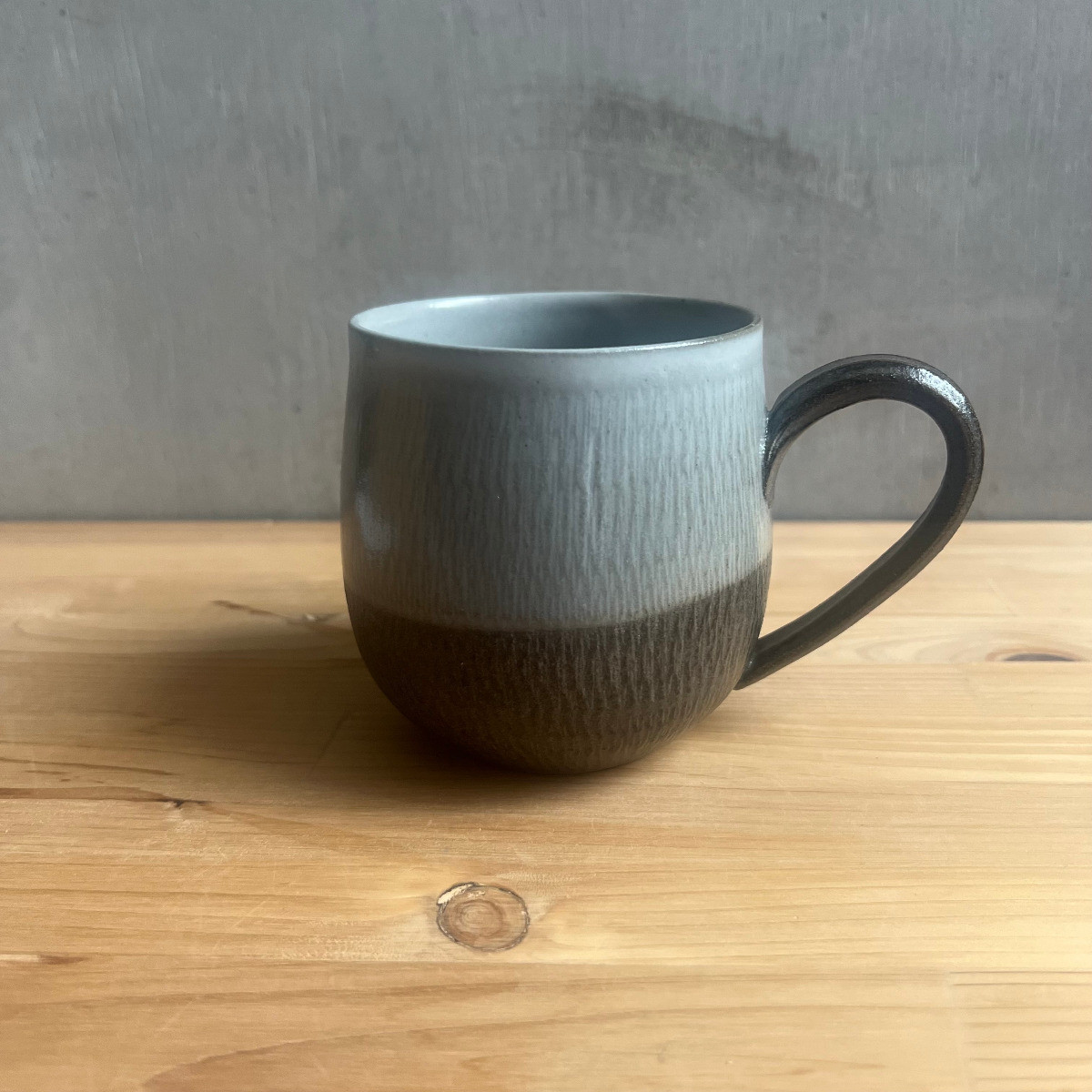 小石原焼 丸マグカップ コーヒーカップ 白つや ツートン 森山寛二郎 實山窯 陶器 食器 器 031