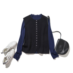 快適さとスタイルを両立　上質なウール100%のニットベスト　ウール100％　ネイビー　251101-2 13枚目の画像