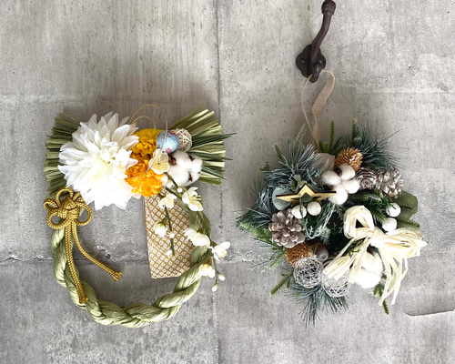 Creema限定 新春福袋2026〈梅〉Xmasリース&しめ縄飾りナチュラル