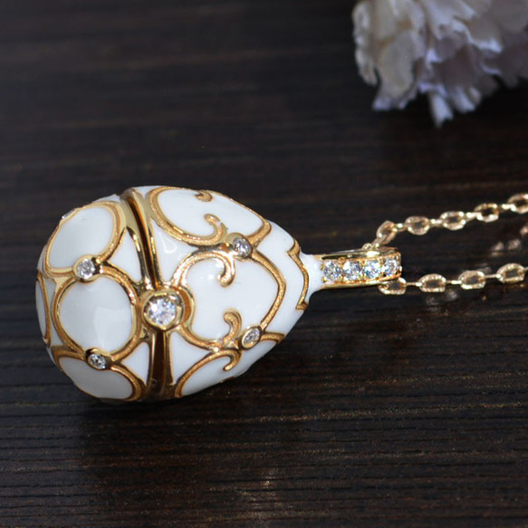 『秘める想い』 小さな宝箱のようなエッグペンダント　ネックレス　ゴールド　ネコポス送料無料 7枚目の画像