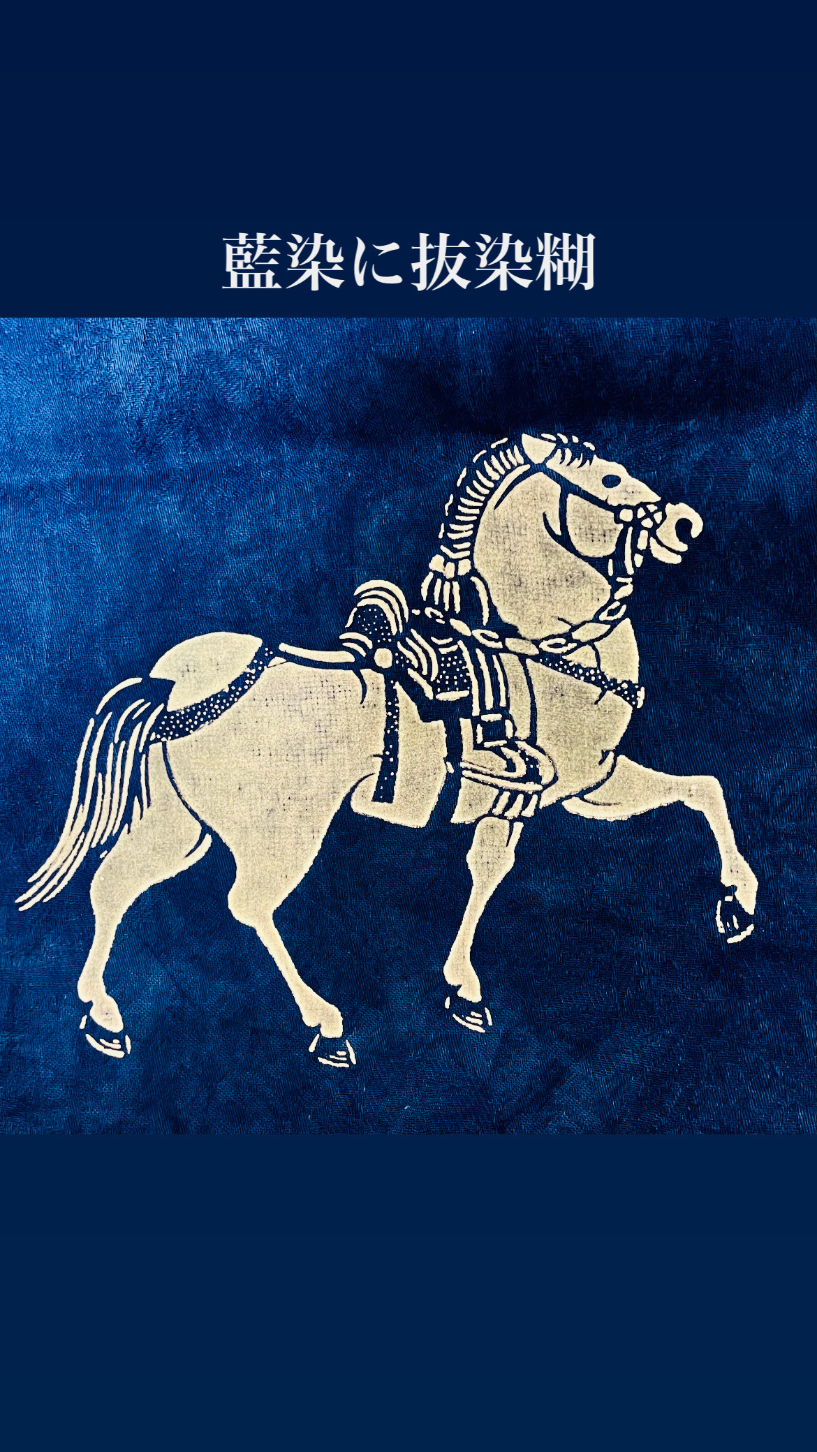 天然藍染め来年の干支【午】額装付き