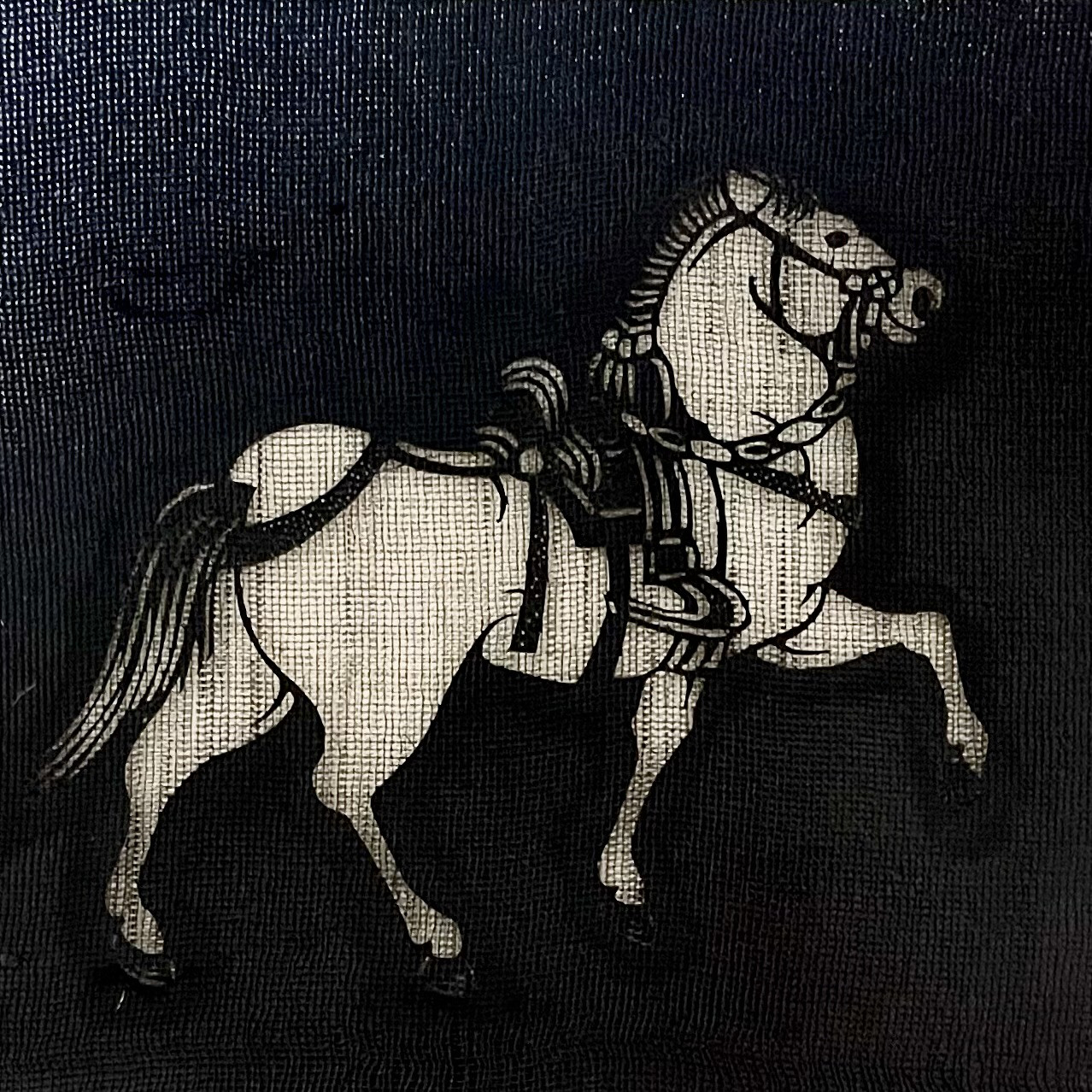 天然藍染め来年の干支【午】額装付き