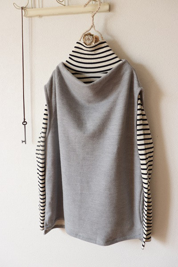 ボトルネックベスト（グレー起毛ニット） 2枚目の画像