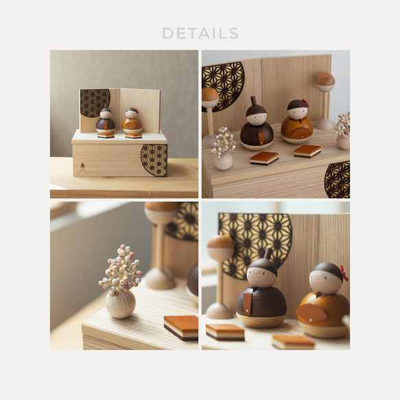ことの木製ひな人形｜親王飾り｜けやき｜収納(0302-1)｜コンパクトな木製雛人形｜ひな祭り｜雛人形｜ひな人形 15枚目の画像