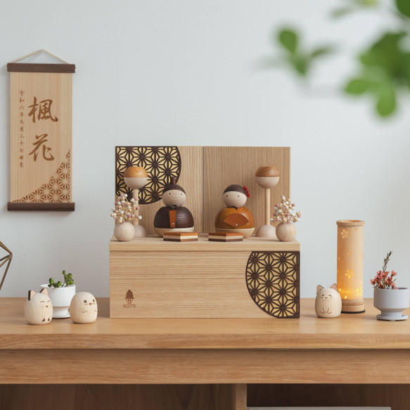 ことの木製ひな人形｜親王飾り｜けやき｜収納(0302-1)｜コンパクトな木製雛人形｜ひな祭り｜雛人形｜ひな人形 1枚目の画像