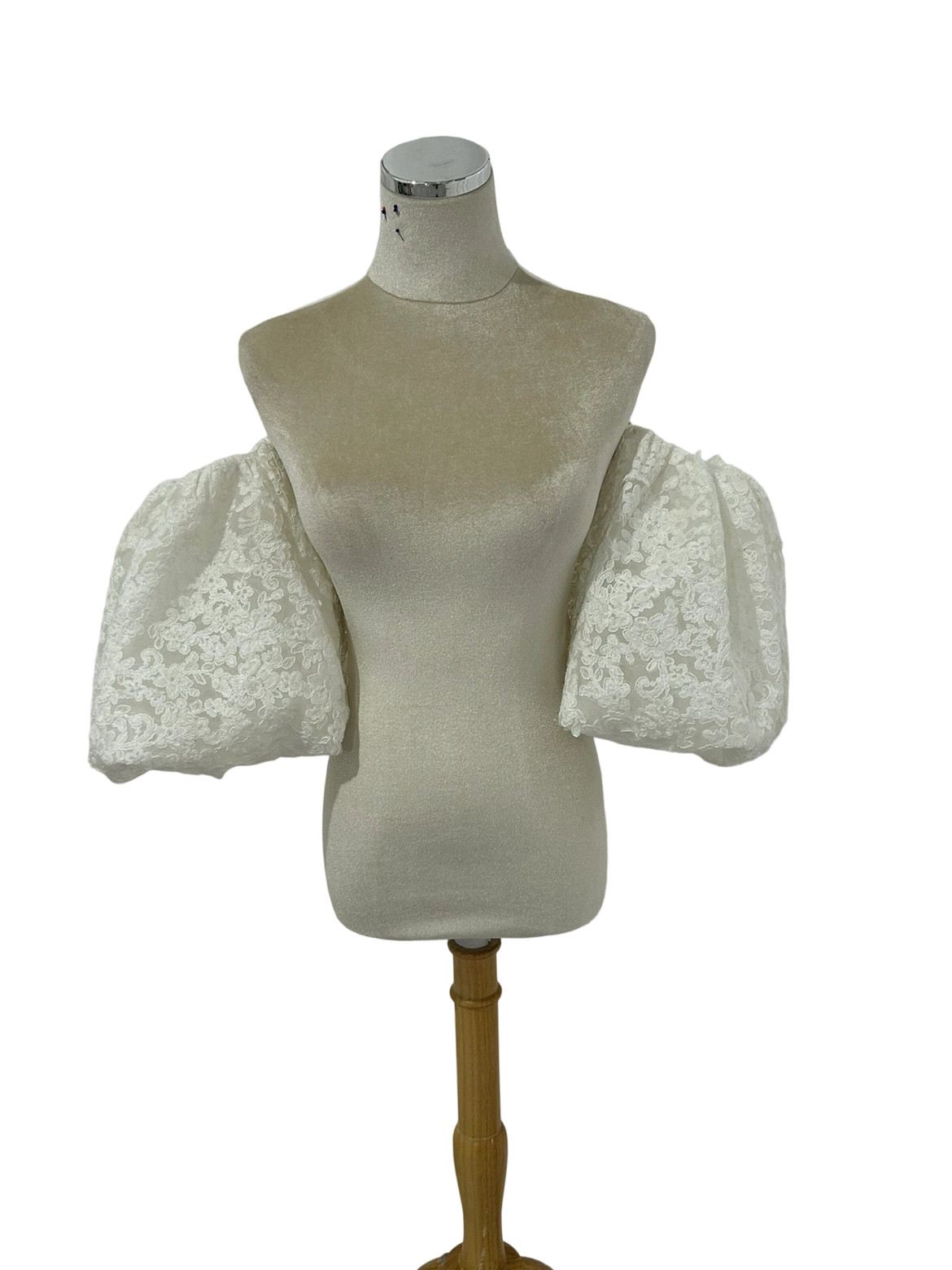 取り外し可能な付け袖 贅沢な小花柄の総レース 上品な透け袖  花嫁/ウェディングドレス ストレッチ