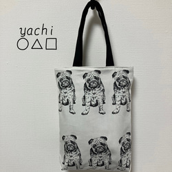 インパクト大❤️大きなわんちゃんの柄のパネル生地のトートバッグ　オシャレトート　お散歩バッグ 2枚目の画像