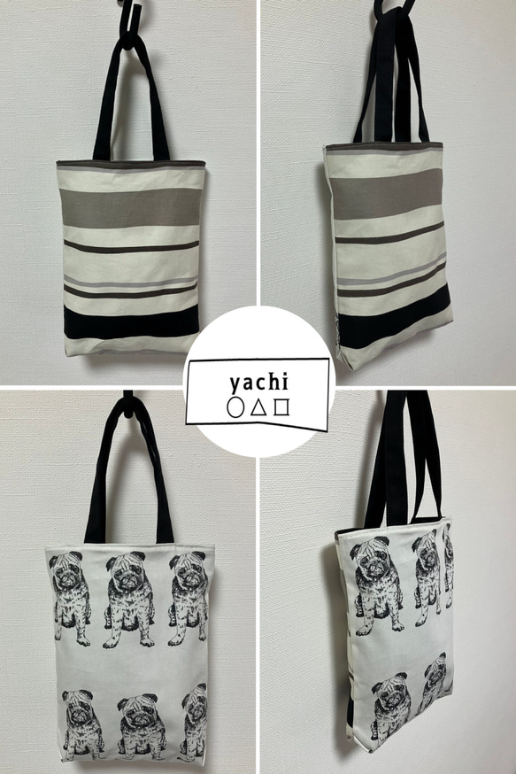 インパクト大❤️大きなわんちゃんの柄のパネル生地のトートバッグ　オシャレトート　お散歩バッグ 1枚目の画像