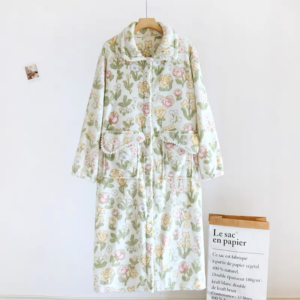 冬用・ナイトガウン・ルームウェア・パジャマ・サウナウェア・バスローブ・フランネル