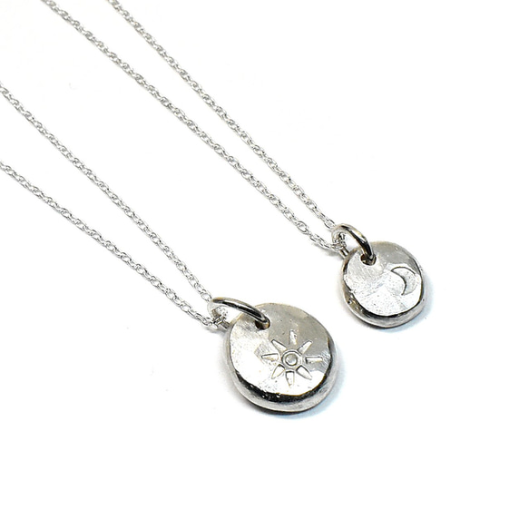 太陽と月 シルバー ペアネックレス PE-166 1枚目の画像