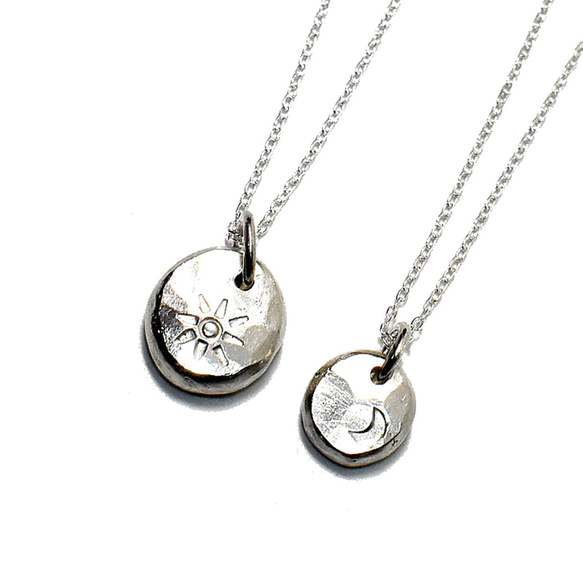 太陽と月 シルバー ペアネックレス PE-166 2枚目の画像