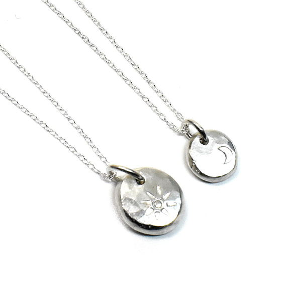 太陽と月 シルバー ペアネックレス PE-166 3枚目の画像