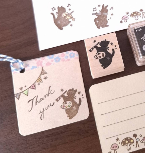 お絵描き猫　はんこ　ラバースタンプ　　芸術　絵画　 1枚目の画像