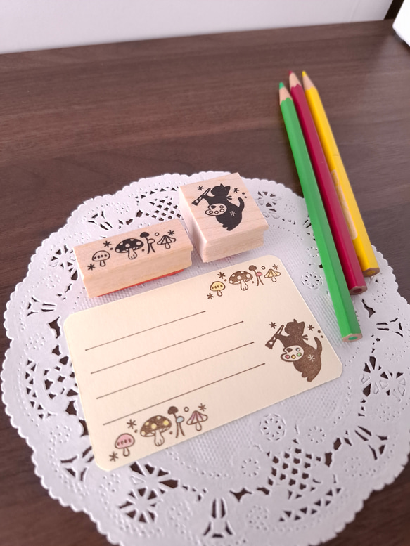 お絵描き猫　はんこ　ラバースタンプ　　芸術　絵画　 2枚目の画像