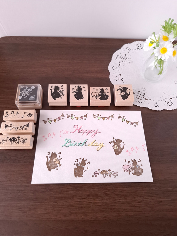 お絵描き猫　はんこ　ラバースタンプ　　芸術　絵画　 8枚目の画像