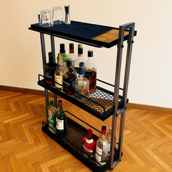 マルシェ 【カフェ板×アイアン】 カフェ板3段シェルフ 古材風