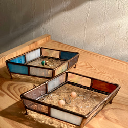 再販!ステンドグラスのアクセサリートレイ(アンティーク調・ブルー