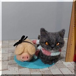羊毛フェルト 猫 キジ猫さん キジトラ ねこ ネコ 羊毛フェルト