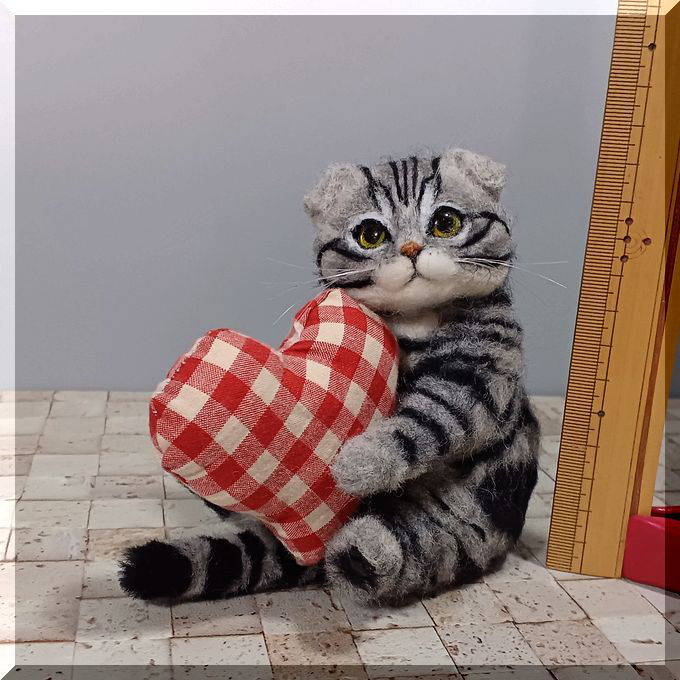 羊毛フェルト　猫　スコティッシュフォールド　ねこ　ネコ　猫フィギュア