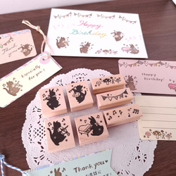 ピアノを弾くうさぎ　はんこ　ラバースタンプ　音楽　楽器　音符 9枚目の画像