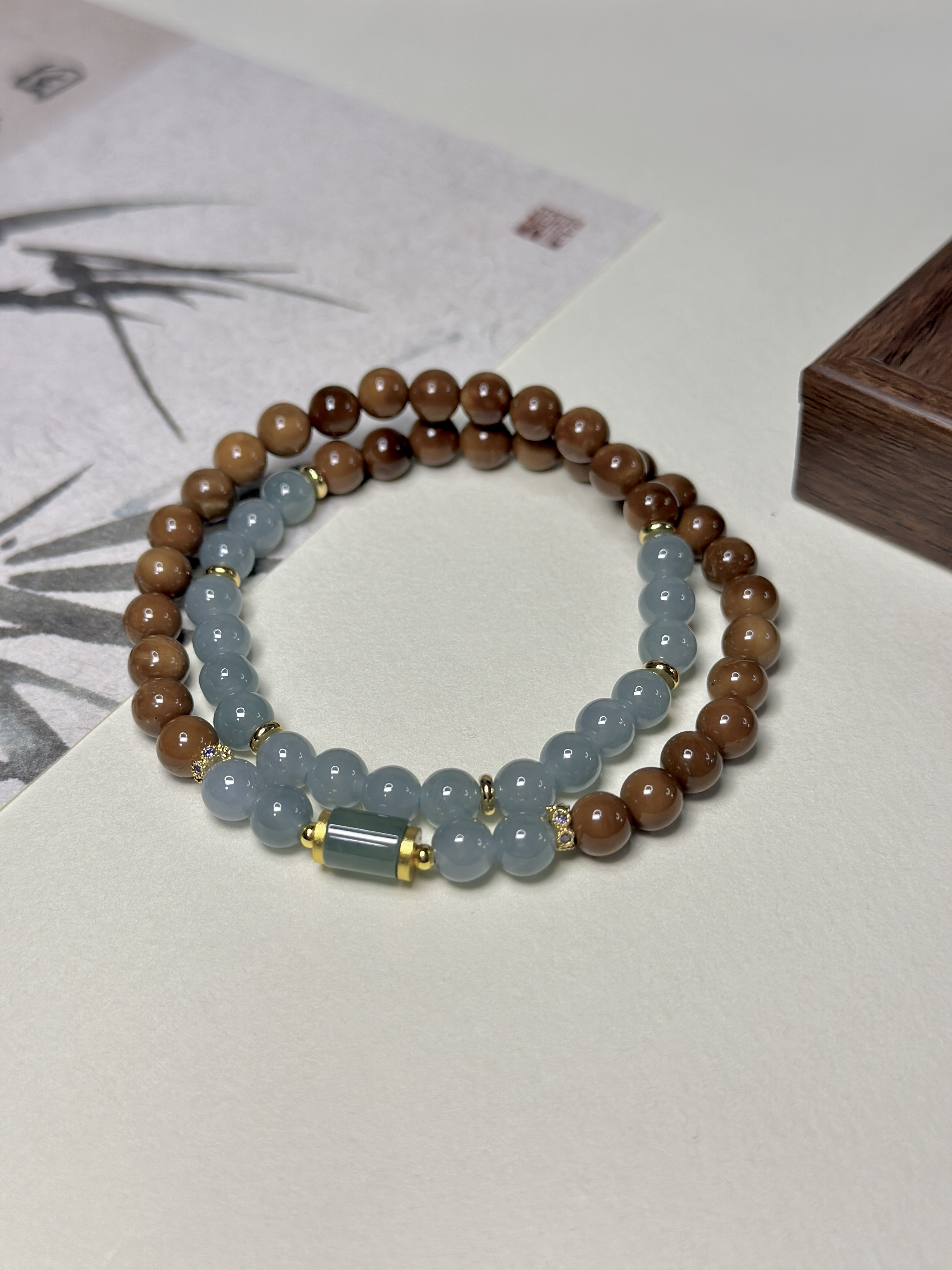 ブルー翡翠 × クックシード ブレスレット