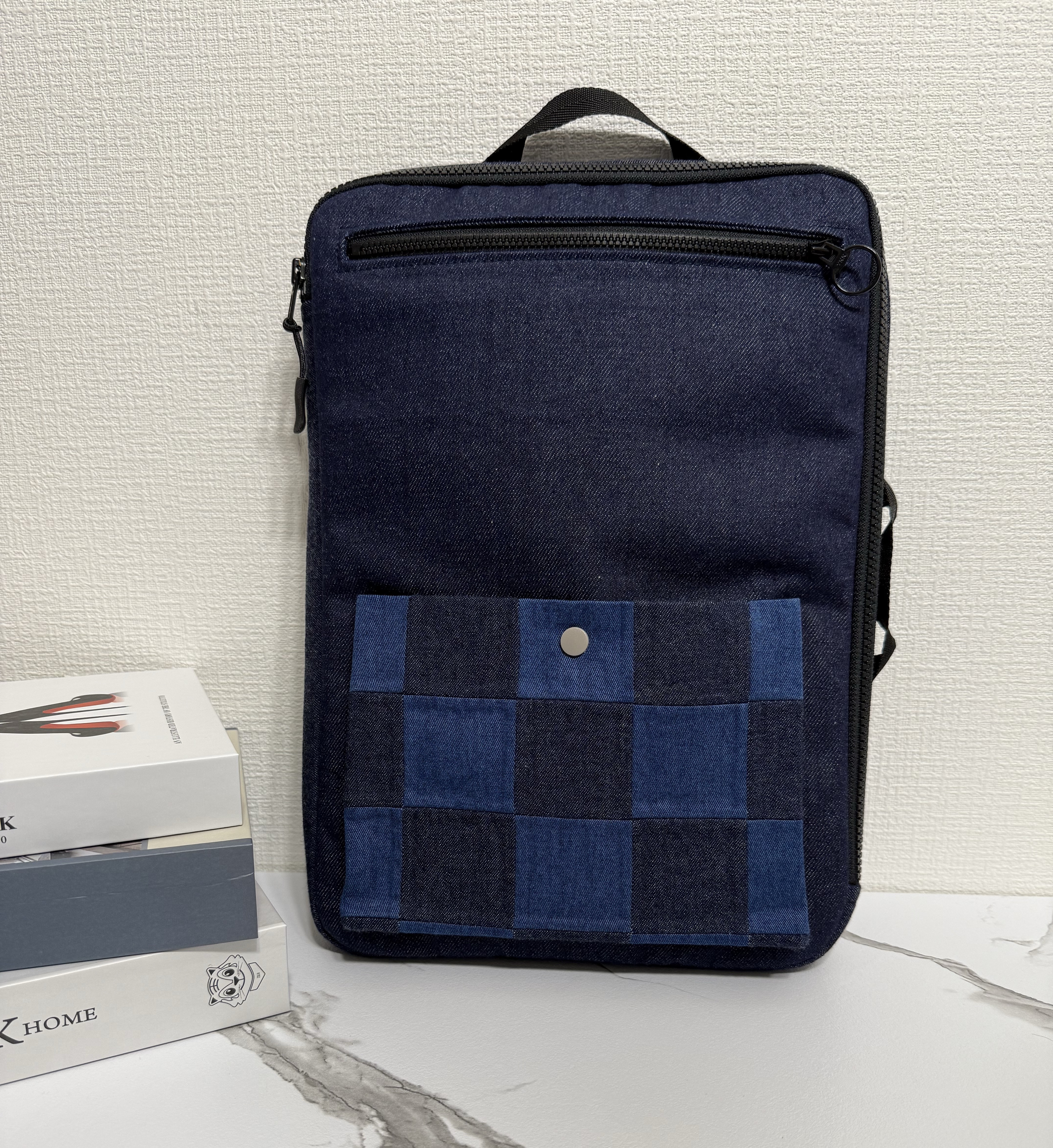 パソコンバック　バックインバック　デニム　デニムパッチワークPCバック タブレット　14インチ