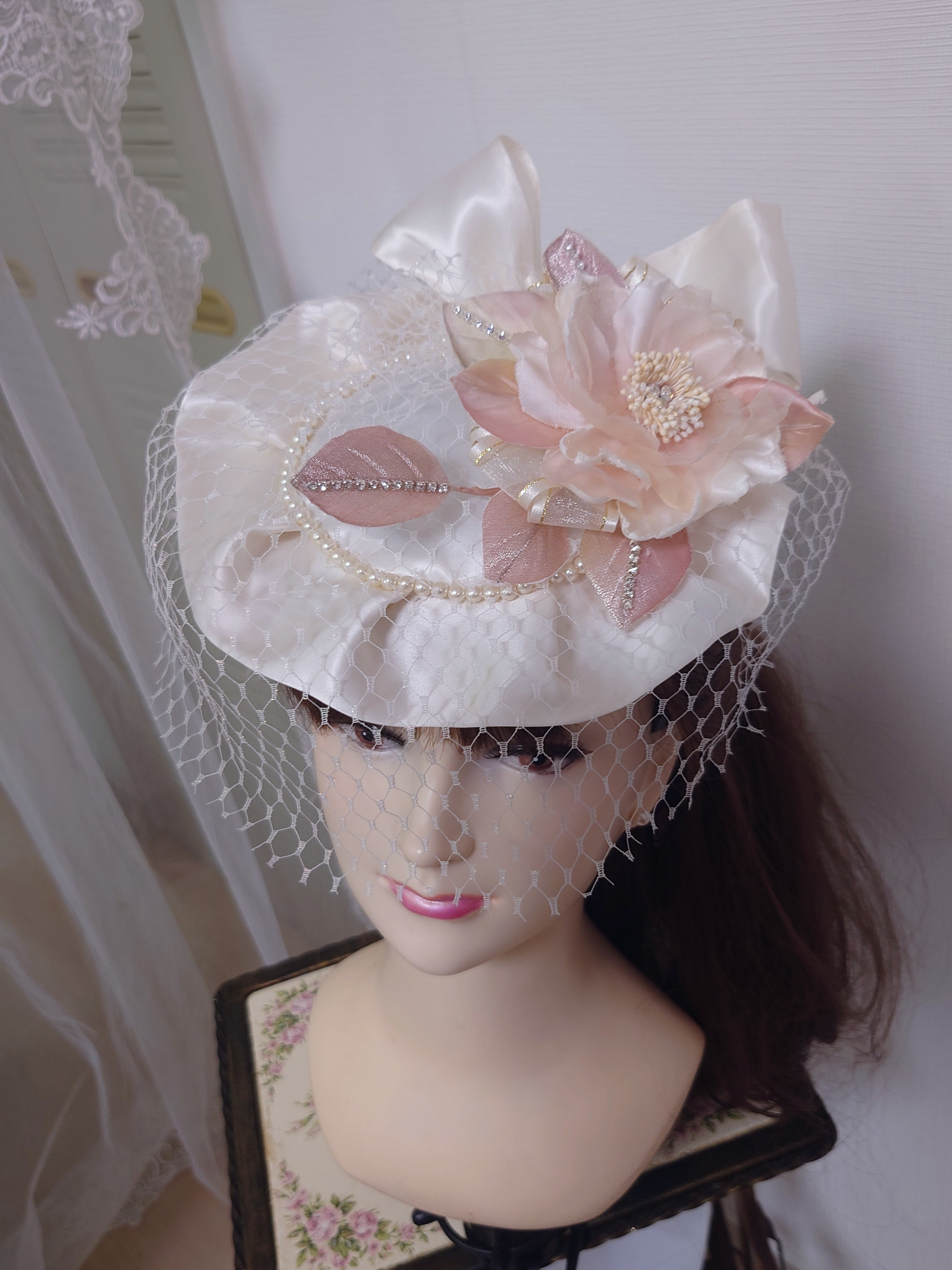 ⑦ 【年に一度の年度末決算対象品】ご購入希望の方はお気に入後に10500円に訂正→ご購入　ファンシー 野薔薇のト―ク帽