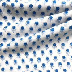 インド ブロックプリント生地 [50cm単位切売] サンガネリ ティニーフラワー ブルー 花 小花 SA IF0396 1枚目の画像